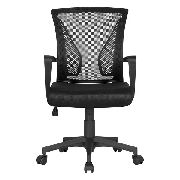 Yaheetech Adjustable Office Chair Ergonomic Mesh Swivel Chair Computer Chair Comfy Desk Chair Executive Work Chair with Arms and Height Adjustable for Students Study Black
