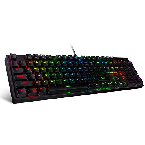 Redragon K582 SURARA RGB LED Backlit Mechanical Gaming Keyboard with 104 Keys-Linear and Quiet-Red Switches - Red Switch