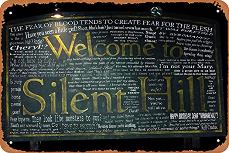 NIUMOWANG Metal Sign - Silent Hill Sign Quotes Tin Poster 12 X 8 Inches