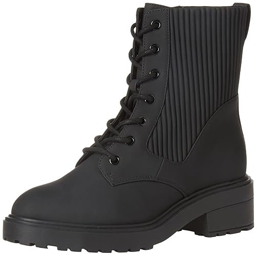 Amazon Essentials Women's Rubberized Combat Boot with Chunky Outsole - 13 Wide - Black