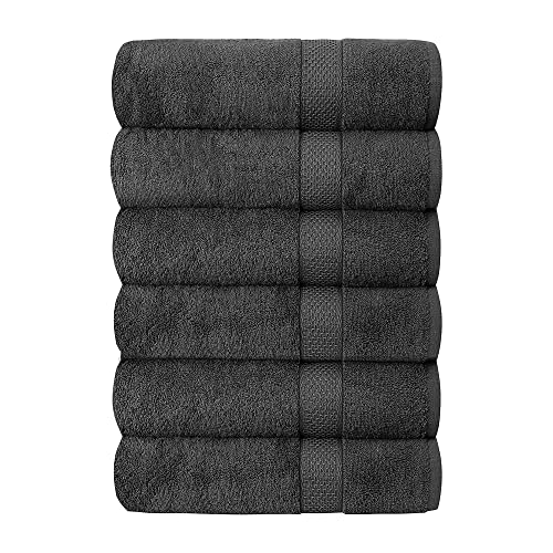 QUBA LINEN Hotel & Spa 100% Cotton Bath Towels Set of 6-24x48 inch Ultra Soft Large Bath Towel Set Highly Absorbent Daily Usage Ideal for Pool and Gym Pack of 6 - Lightweight - 24 inches x 48 inches