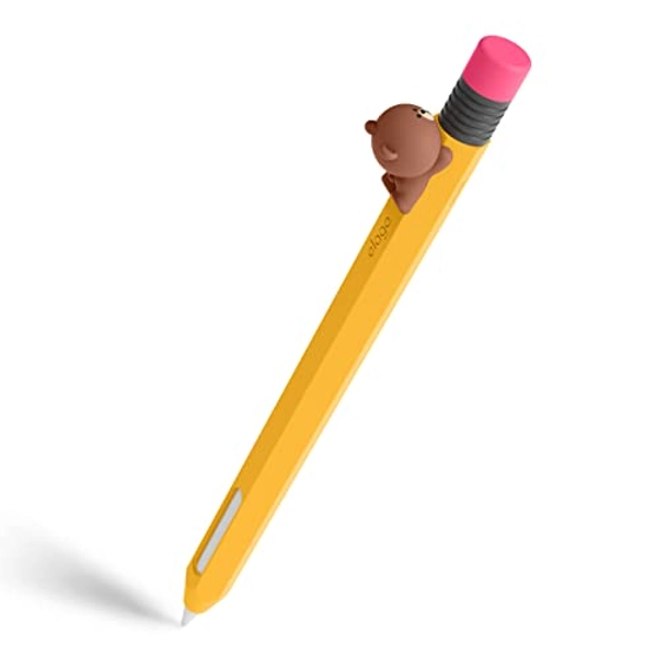 elago | Line Friends Coque Pencil Classique Compatible avec Apple Pencil 2e Génération, Silicone Durable, Design Classique, Compatible avec la Charge Magnétique (Brown)