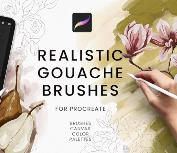 Gouache réaliste Procreate Brushes
