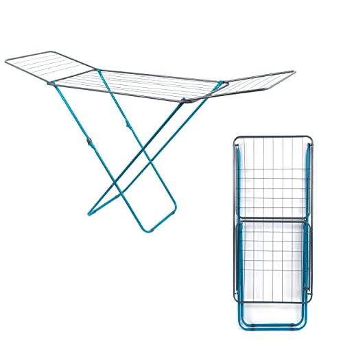Beldray LA023810TQ Clothes Drying Airer - Folding Winged Drying Rack, 18M Flat Top Drying Space, Free Standing Collapsible Drying Stand, Space Saving For Clothing, Bedding, Towels, 182 x 50 x 100cm - 18 Metre Winged Airer - Single