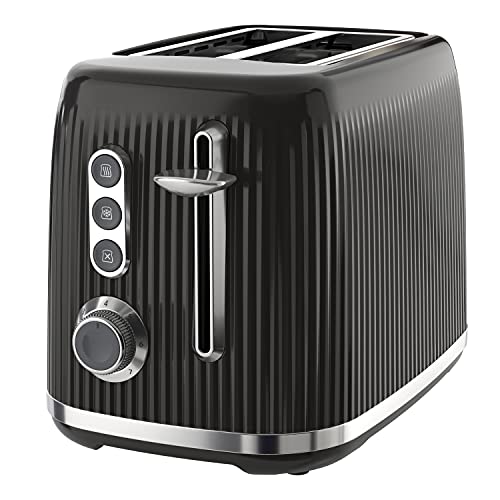 Breville Bold Black 2-Slice Toaster with High-Lift and Wide Slots | Black and Silver Chrome [VTR001] - Toaster - Black