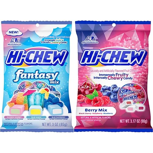 Hi Chew Candy 2 Different Flavors, Fantasy Mix and Berry Mix Fruity Chewy Japanese Candy Variety Pack of 2 (Fantasy & Berry Mix)