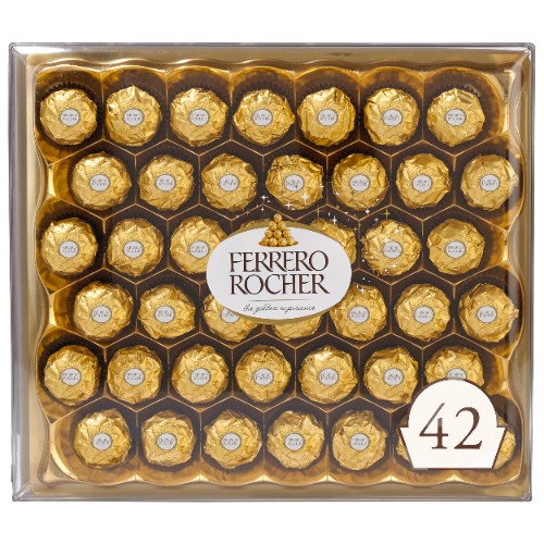Ferrero Rocher Fine Hazelnut Milk Chocolate, Perfect Valentine's Day Gift, 42 Count, Chocolate Valentine's Day Candy Gift Box, 18.5 oz