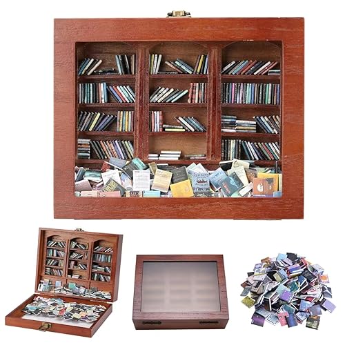 ZVCAQ Anxiety Bookshelf | Get rid of Your Anxiety, get rid of Your Anxiety, Miniature Book Matchbox Display Cabinet, Creative Ornaments, Stress-Relieving Gifts for Family and Friends