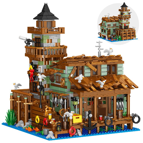 Fishing Village Store House Mini Bricks Building Kit, Ideas Creative Architecture Building Toys Birthday Gift for Adult Boys Girls -1881 Pieces（Not Compatible with Lego Set ）