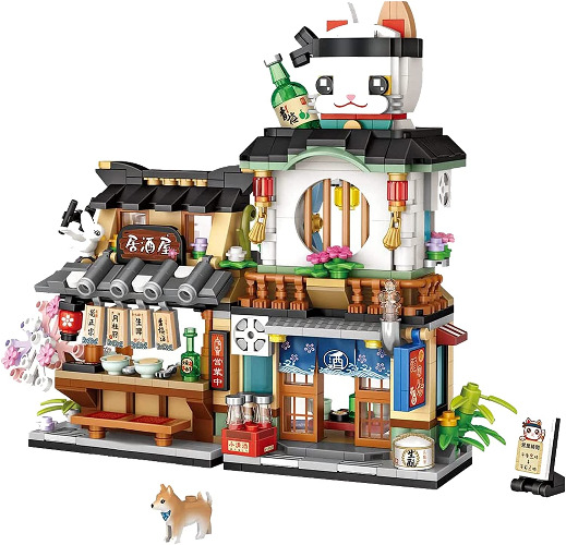 QLT Japanese Street View Izakaya Shop Mini Building Blocks, MOC Creative Japanese Toys Model Set, 789 PCS Simulation Architecture Construction Toy (Not Compatible with Lego Japanese Blocks) - Izakaya Shop