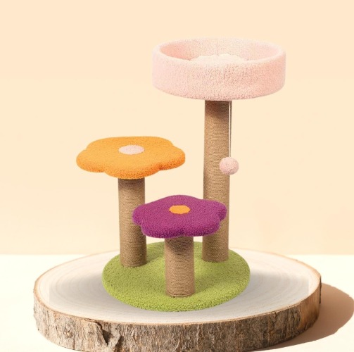 Flower Petal Cat Tree Multi-Platforms with Bed and Scratching Posts | Default Title