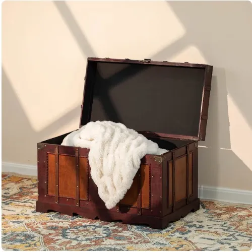 Vintiquewise 1 -lb Brown Wood Storage Trunk