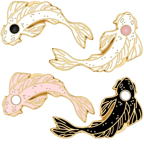 4 Pieces Enamel Lapel Brooches Pins Lovely Fish Shaped Brooch Cute Cartoon Badge Pins for DIY Backpacks Clothes Bags Jackets Hat Decorations Jewelry Accessories - 