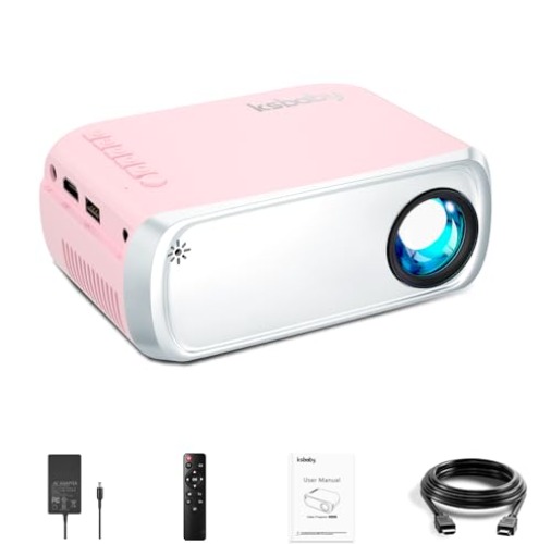 Portable Projector, ksbaby Outdoor Projector, LED Aesthetic Video Mini Projector for Outdoor Portable Movies Compatible with HDMI, USB, Laptop, TV Stick, iOS and Android Phone