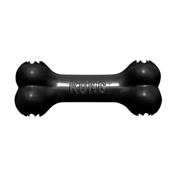 KONG - Extreme Goodie Bone - KONG's Most Durable Natural Rubber Dog Bone for Power Chewers - Black - For Medium Dogs - Medium (Pack of 1)