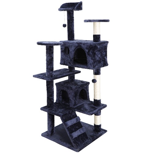 54in Cat Tree Tower for Indoor Cats Multi-Level Cat Condo Cat Bed Furniture with Scratching Post Kittens Activity Center - Blue