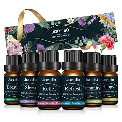 Janolia Ätherisches Öle Set, Upgrade-Paket,Reines Natürliche Duftöle Set für Diffuser Entspannung Schlaf verbessern - Idealer Raum