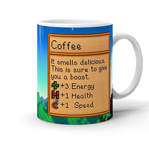 LILYNORRIS White Mugs Stardew Ceramic Valley Birthday Cups Christmas Tea Coffee Mug 11 Oz Gifts For Father's Day Holiday