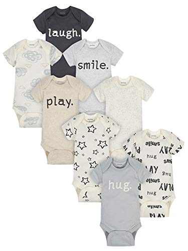 Onesies Brand unisex-baby 8-pack Short Sleeve Mix & Match Bodysuits - 3-6 Months - Play Smile & Hug Neutrals