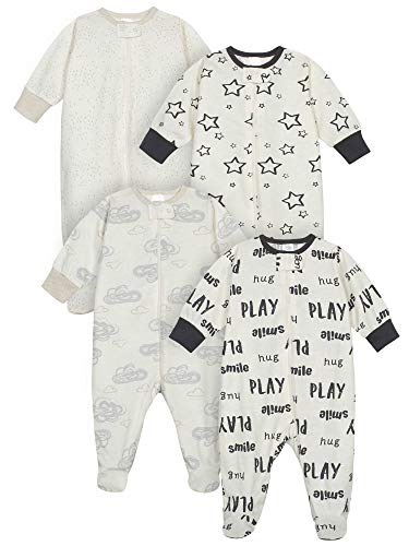 Onesies Brand Baby 4-Pack Sleep 'N Play Footies Multi Pack - 3-6 Months Grey Neutral