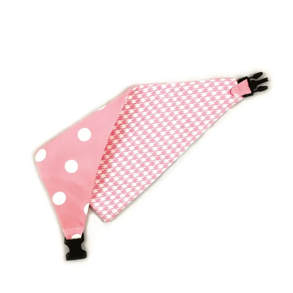 Baby Pink Houndstooth Reversible Dog Bandana by Uptown Pups