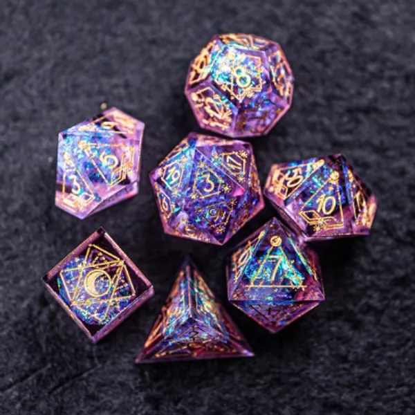 Full Set Handmade Resin Sharp Edge Dice Polyhedral Dice Set | Etsy Canada