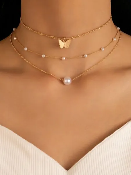 3pcs Butterfly Decor Necklace