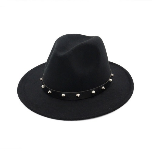 'Fedorable' Black Stud Goth Summer Sun Fedora Hat