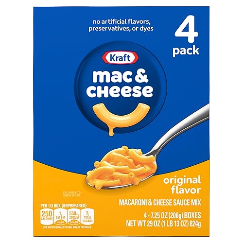 Kraft Original Mac & Cheese Macaroni and Cheese Dinner, 4 ct Pack, 7.25 oz Boxes - Original - 4 Pack - 7.25 Ounce (Pack of 4)