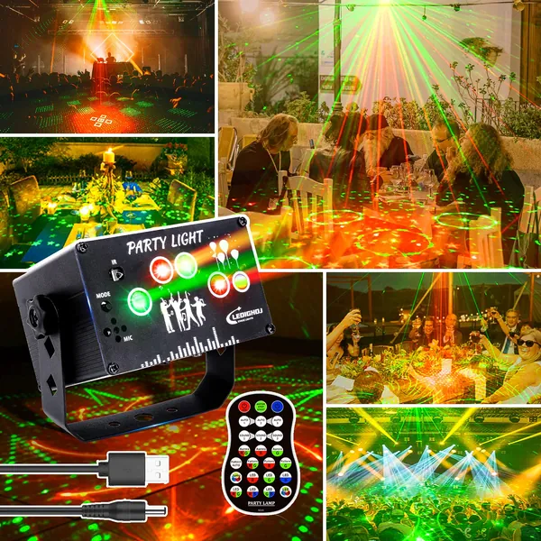 Party Lights,DJ Disco Lights Stage Strobe Lights for Parties,LEDIGHDJ Sound Activated LED Christmas Laser Lights Projector with Remote Control for Party Decorations Karaoke Bar KTV Bar Dance Wedding - 