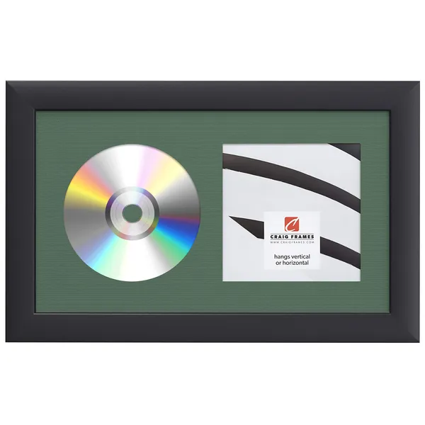 Craig Frames 7x12 Hunter Green CD Display Mat Complete w/ 1" Wide Black Frame (CD1WB3GR) - 7x12 Hunter Green