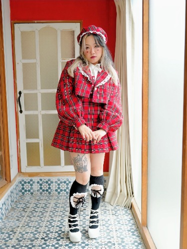 Prep School Idol Red Check JACKET | M