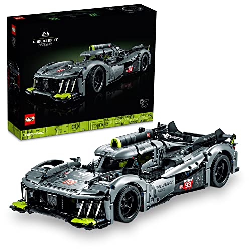 LEGO Technic Peugeot 9X8 24H Le Mans Hybrid Hypercar 42156 Collectible Race Car Building Kit for Adults and Teens, 1:10 Scale Racing Car Model, Gift for Motorsport Fans - Grey/Black