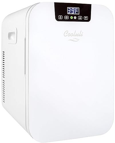 Cooluli 20 Liter Mini Fridge with Temperature Control - White Thermoelectric Cooler and Warmer for Bedroom, Office, Car, Dorm - 21.1 Quarts - White