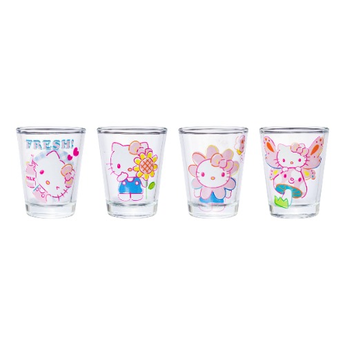 Silver Buffalo Hello Kitty Garden 4-Pack Mini Glass Set, 1.5 Ounces - 1.5oz Garden