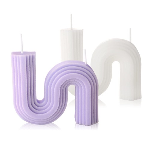 Decorative Candle Aesthetic Cool S Shaped Candles Twisted Candles Scented White Purple Soy Wax Candles for Aesthetic Room Bookshelf Wall Shelves Decor Minimalist Candle Cute Candles Christmas Candle - Purple & White