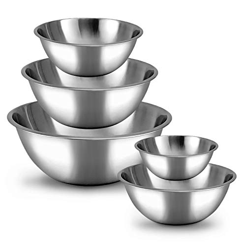 WHYSKO Meal Prep Stainless Steel Mixing Bowls Set, Home, Refrigerator, and Kitchen Food Storage Organizers | Ecofriendly, Reusable, Heavy Duty - Silver