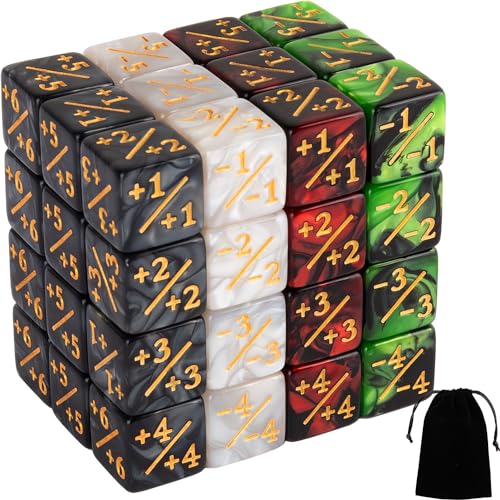 48 Pieces Magic The Gathering Token Dice Counters Marble Cube D6 Dice Loyalty Dice for CCG Creature Stats Card Gaming MTG Accessories, 4 Styles - Red&green, Purple&blue