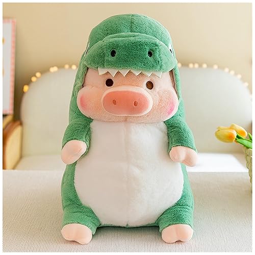 LANFIRE Pig Plush Stuffed Toy Pig Dressed as Shark Dinosaur Cute Plush Pillow for Boys Girls (Green, 23.6 in) - 23.6 in - Green