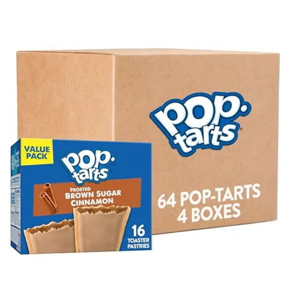 Pop-Tarts Toaster Pastries, Breakfast Foods, Kids Snacks, Frosted Brown Sugar Cinnamon, Value Pack (64 Pop-Tarts) - Frosted Brown Sugar Cinnamon