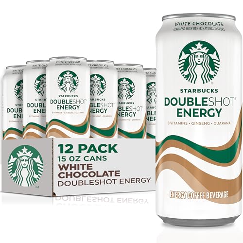Starbucks Doubleshot Energy Drink Coffee Beverage, White Chocolate, Iced Coffee, 15 fl oz Cans (12 Pack) (Packaging May Vary) - White Chocolate - 15 Fl Oz (Pack of 12)