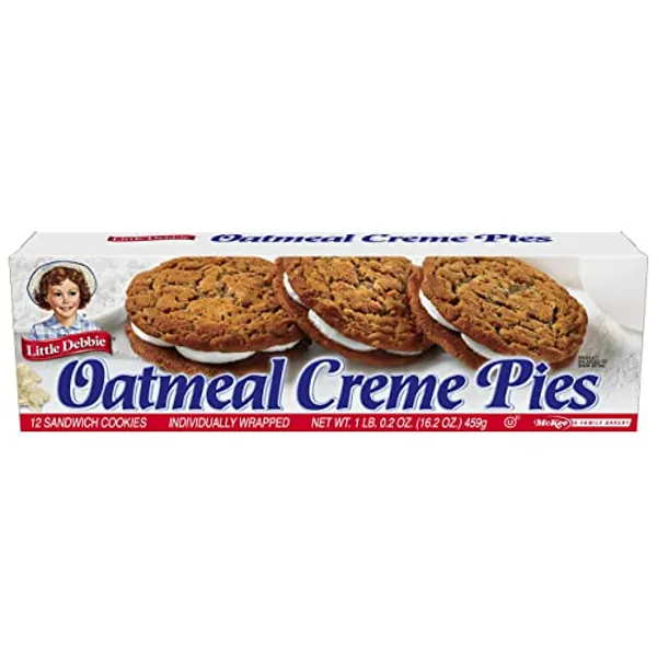 Little Debbie Oatmeal Crème Pies, 12 Individually Wrapped Sandwich Cookies, 16.2 OZ Box