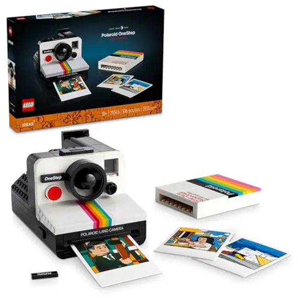 LEGO Ideas Polaroid OneStep SX-70 Camera Building Kit, Creative Gift for Mother's Day, Collectible Brick-Built Vintage Polaroid Camera Model, Creative Activity or Gift for Adults, 21345