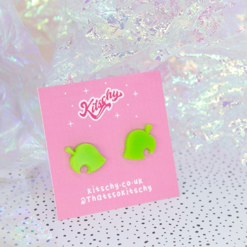 AC Leaf Studs — Kitschy - Handmade Acrylic Jewellery
