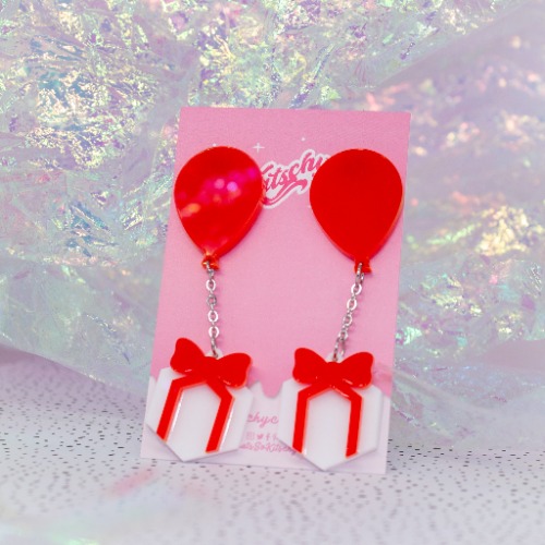 Balloon Present Earrings — Kitschy - Handmade Acrylic Jewellery