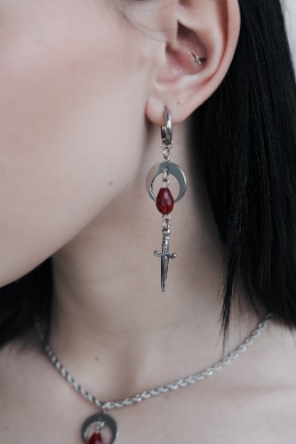 Blood Moon Dangle Earrings | Hoops / Gold
