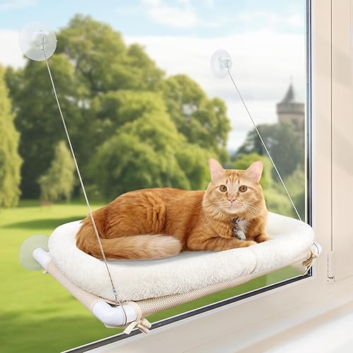 Cat Bed Window, Cat Window Hammock Window Perch, Safety Cat Shelves Space Saving Window Mounted Cat Seat for Large Cats (Cushion Bed Set) - Cushion Bed Set