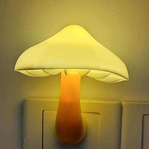 AUSAYE Sensor LED Night Light Plug in Wall Lamp, Energy Saving NightLight Cute Mushroom Night Lights for Adults Kids Bedroom,Bathroom,Toilet, Stairs, Kitchen,Hallway Corridor Warm White - Warm White - 1 Pack