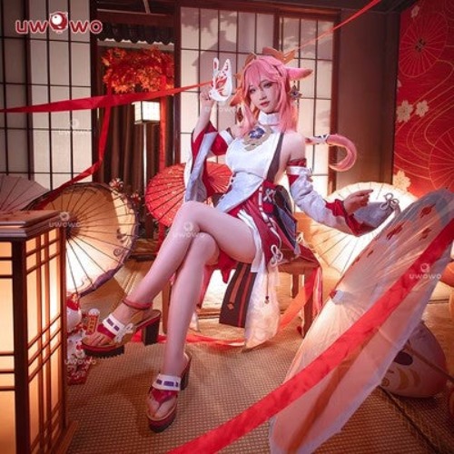 Uwowo Game Genshin Impact Inazuma Yae Miko Cosplay Costume - Set A M