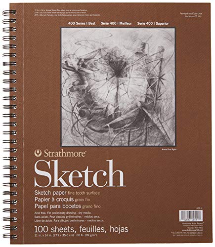 Strathmore 400 Series Sketch Pad, 11x14 inch, 100 Sheets - Artist Sketchbook for Drawing, Illustration, Art Class Students - 11x14 - 100 Sheets - Pad